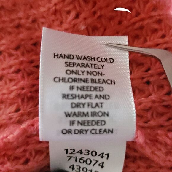 J Jill Sweater Textured Knit Womens Medium Red Coral V-Neck yak wool blend - Picture 7 of 10